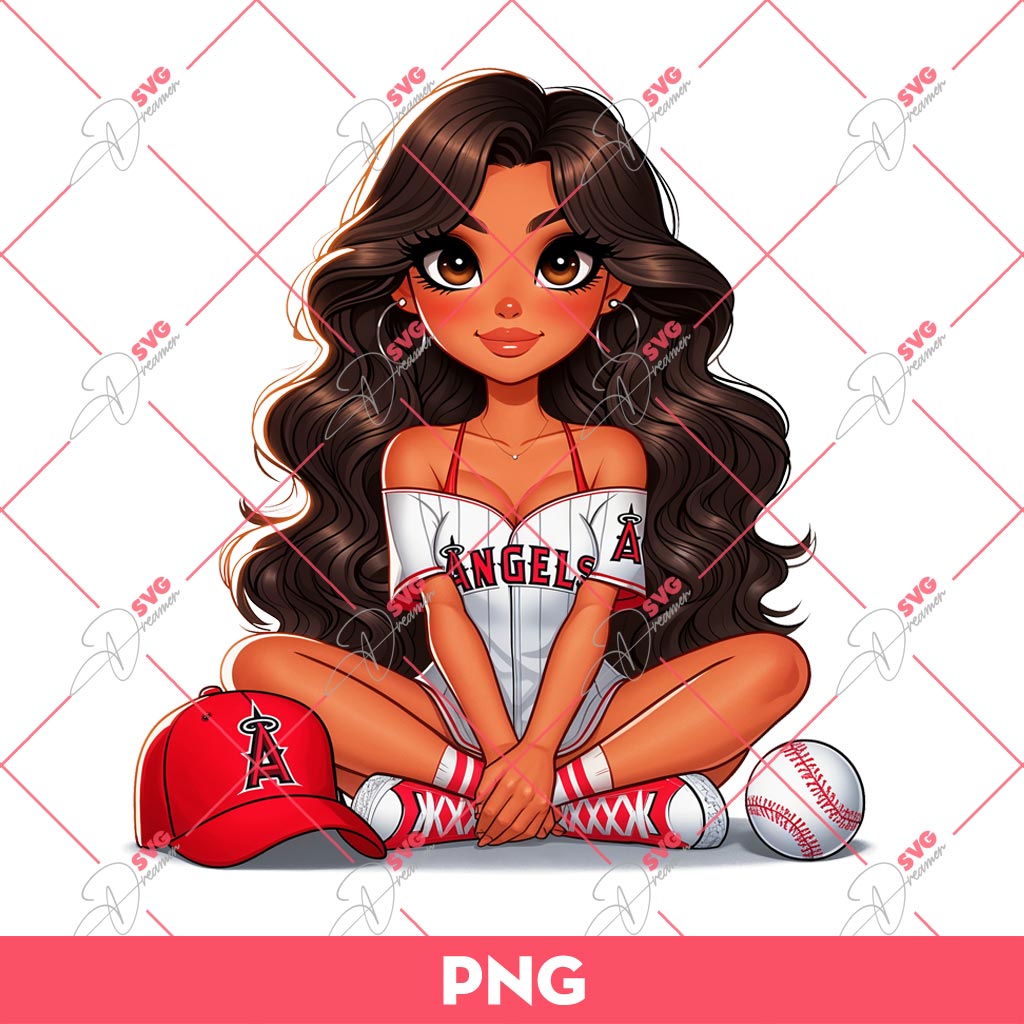 Los Angeles Angels Chicana Girl PNG, Latina Girl Baseball PNG