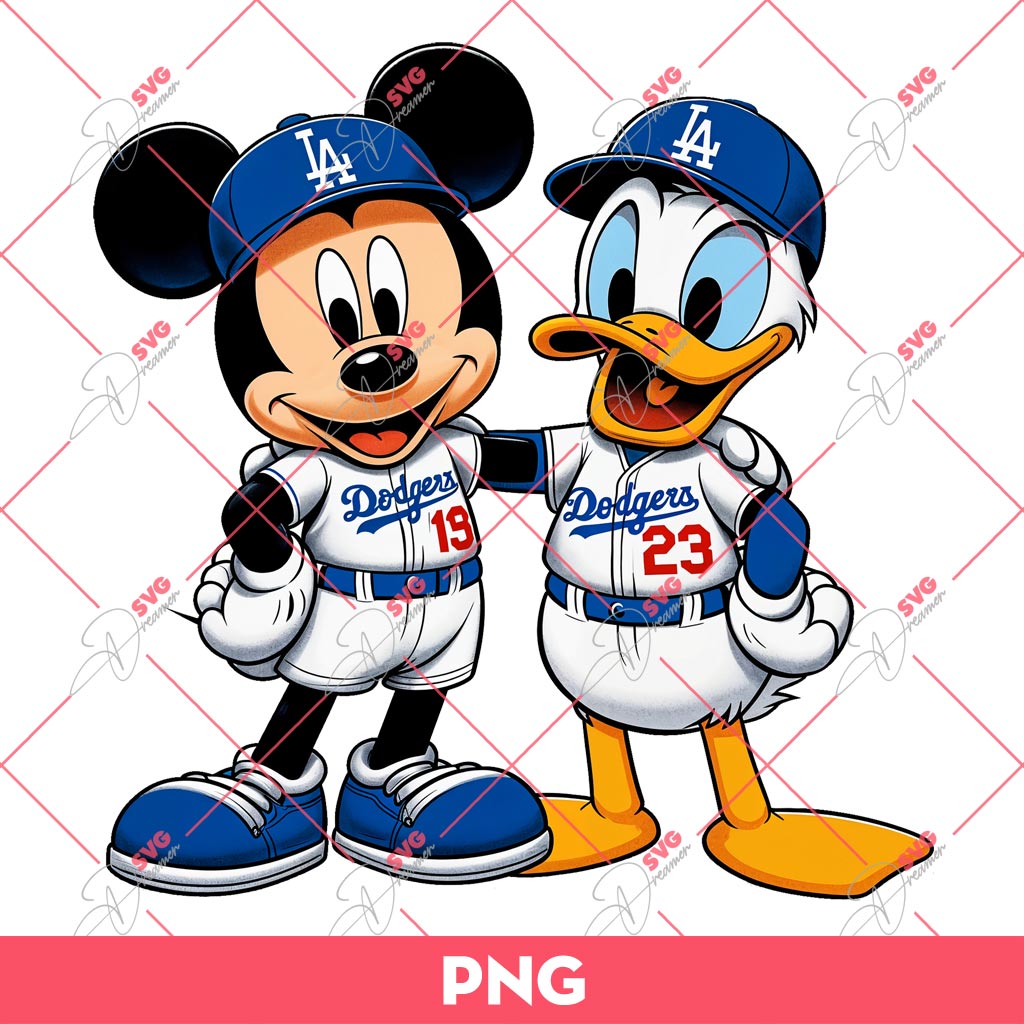 Mickey And Donald LA Dodgers PNG, Los Angeles Dodgers PNG, Disney Baseball PNG