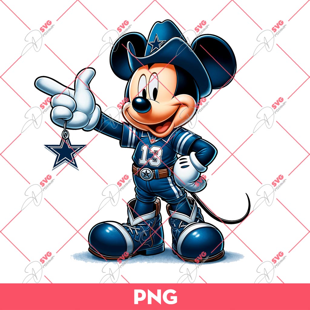 Mickey Cowboys PNG, Disney Mickey Mouse Dallas Cowboys NFL Football PNG