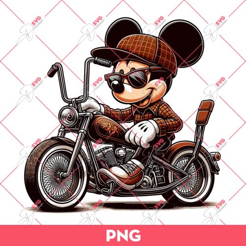 Mickey Lowrider PNG, Chicano Mickey And Classic Motorbike PNG