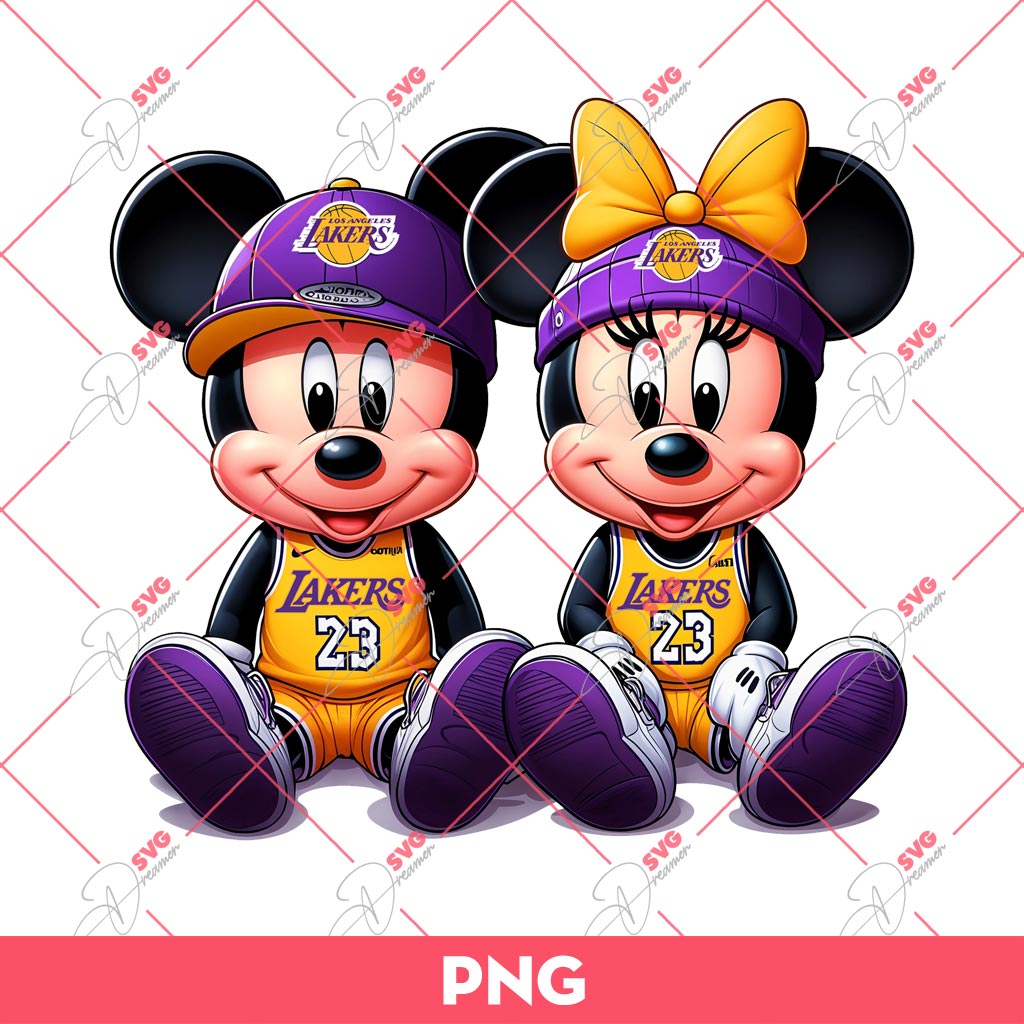 Mickey Minnie Lakers PNG, Disney Mouse Basketball PNG