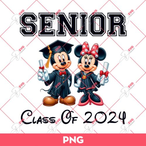 Mickey Minnie Senior 2024 PNG, Disney Mickey Minnie Graduation PNG