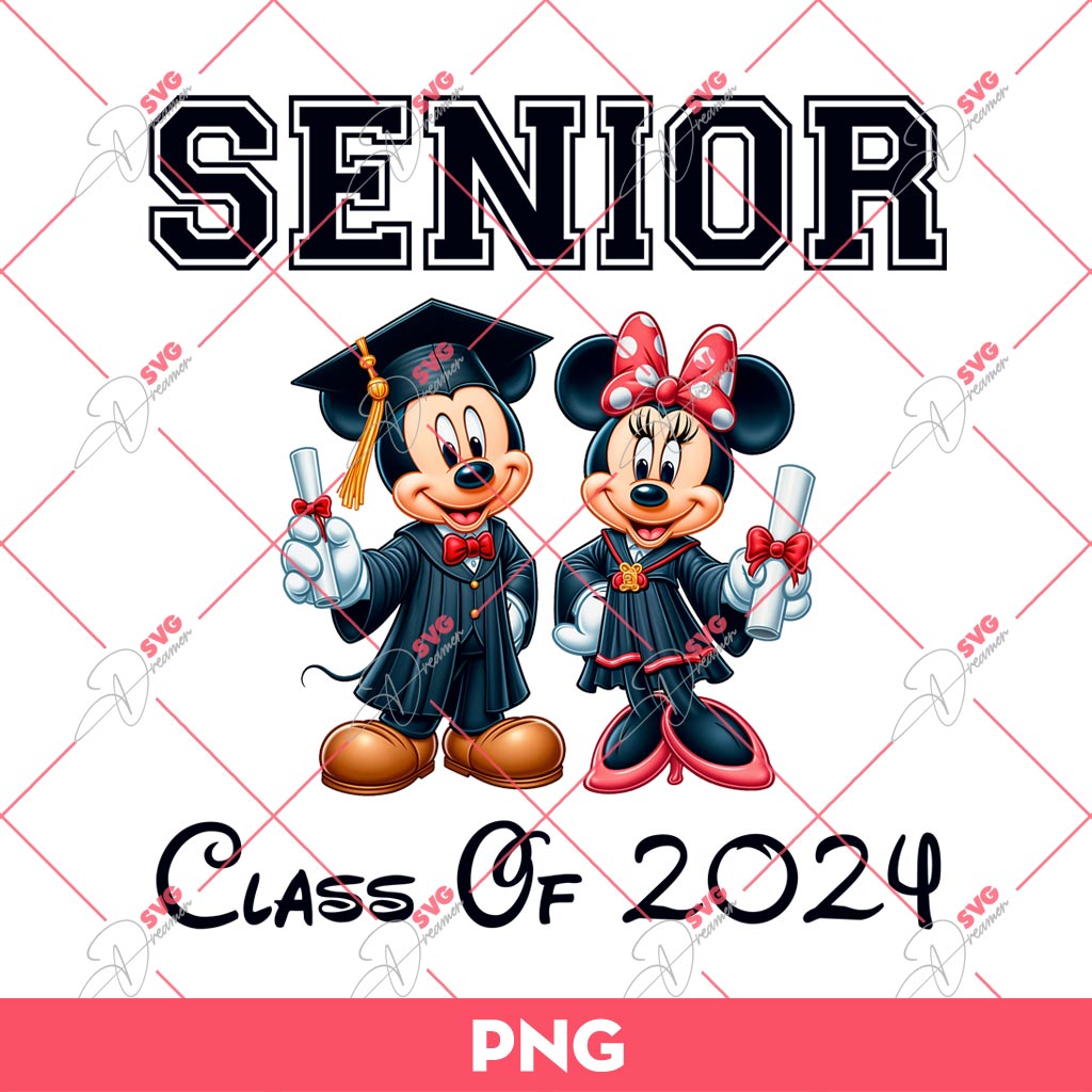 Mickey Minnie Senior 2024 PNG, Disney Mickey Minnie Graduation PNG