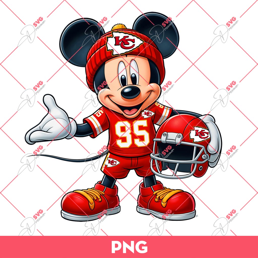 Mickey Mouse Kansas City Chiefs PNG, Disney Mickey NFL Football PNG