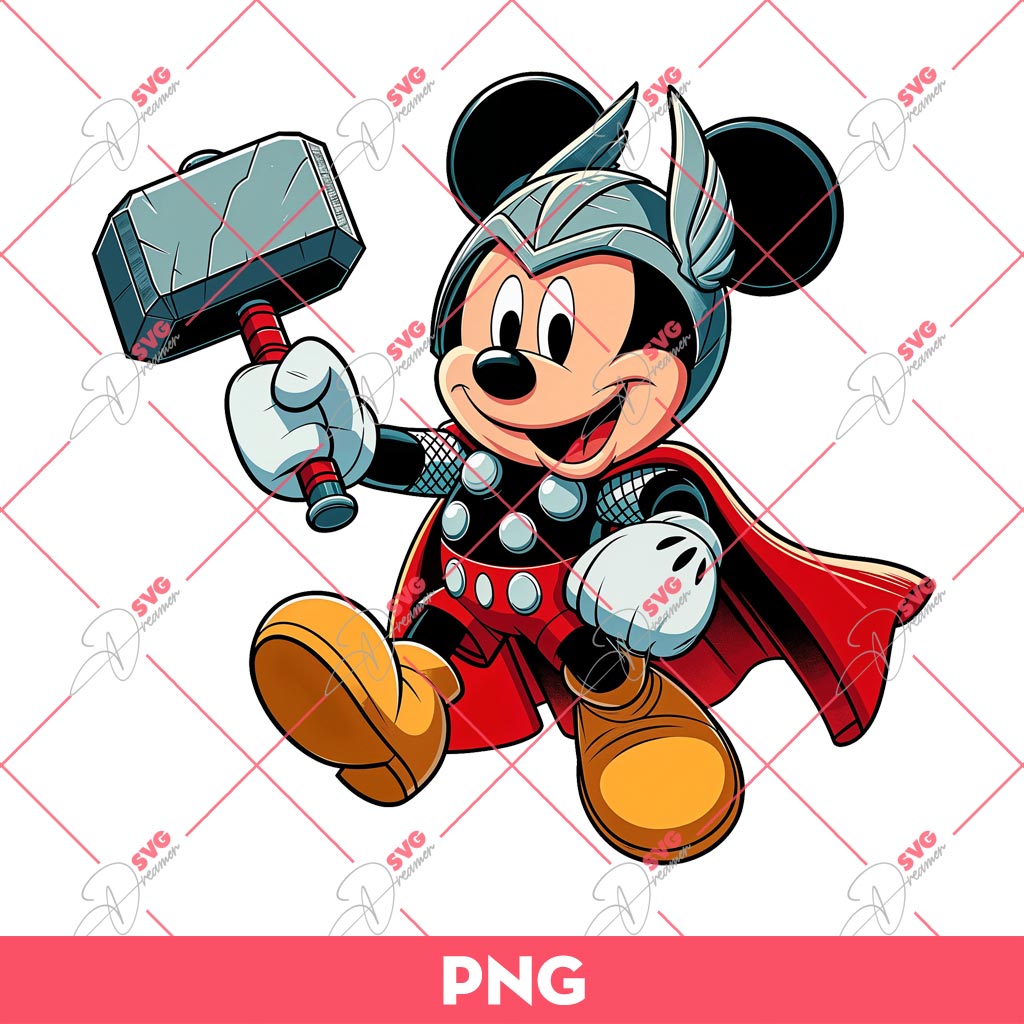 Mickey Thor PNG, Disney Mickey Mouse Superhero PNG, Thor Mickey PNG