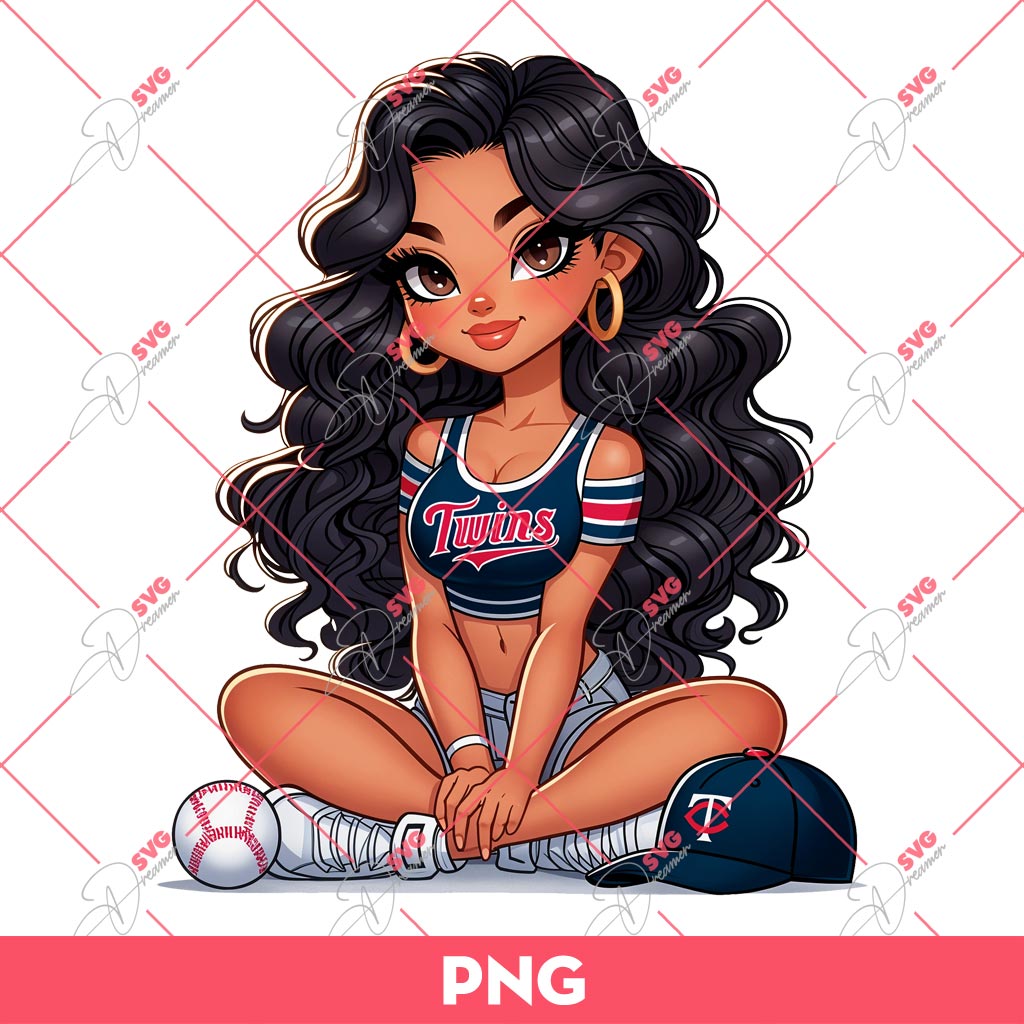 Minnesota Twins Chicana Girl Baseball PNG, Latina Girl Minnesota Twins PNG