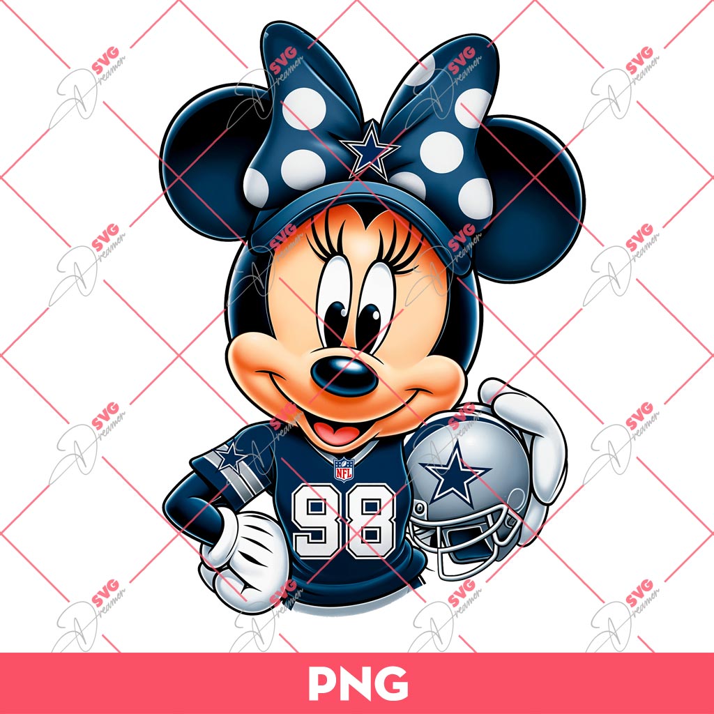 Minnie Mouse Dallas Cowboys PNG, Disney Minnie NFL Football PNG