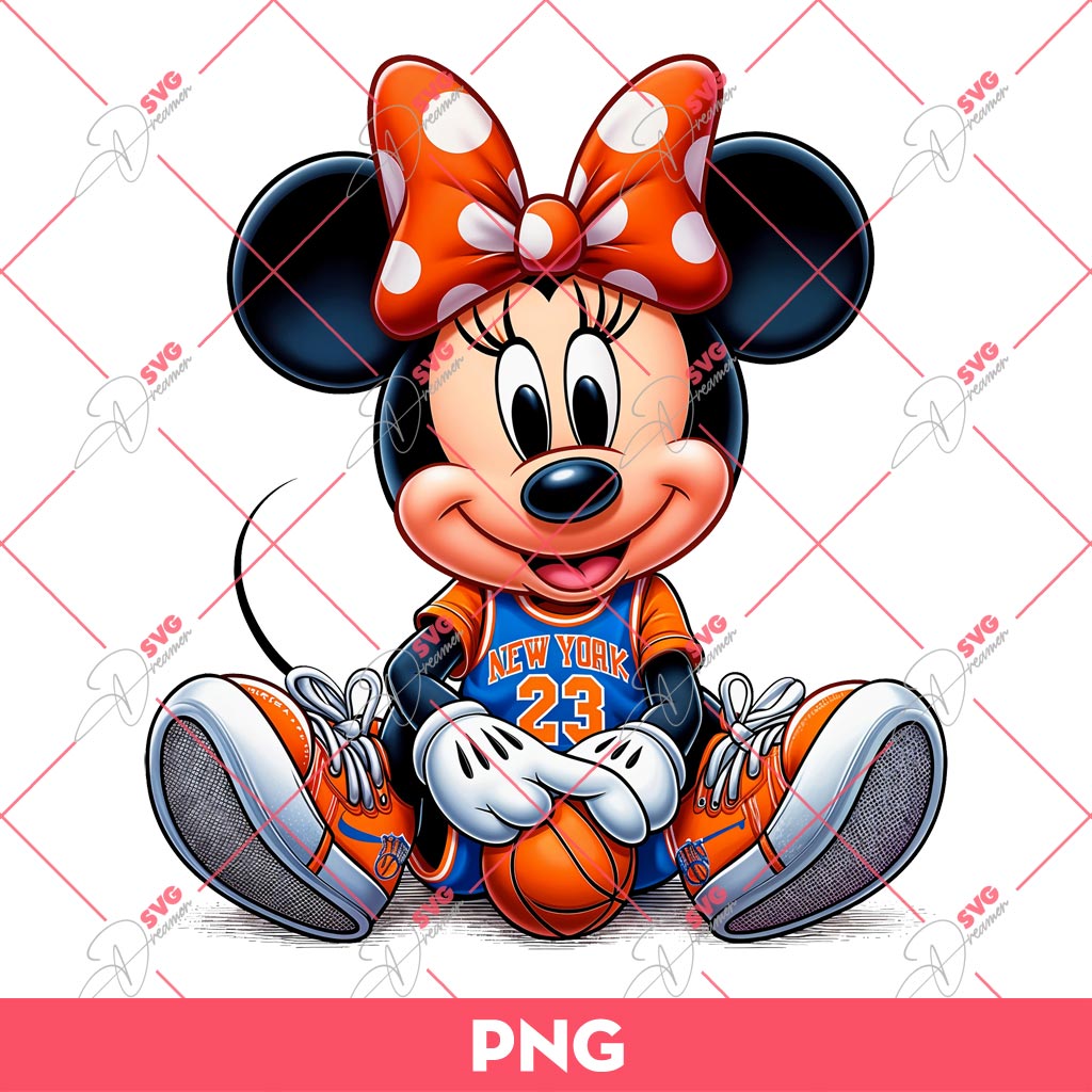 Minnie Mouse New York Knicks Basketball PNG, Minnie Knicks PNG, Minnie Basketball NY Knicks PNG