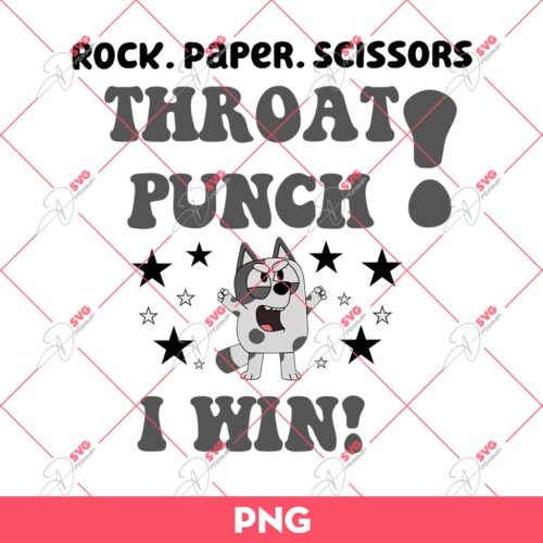 Muffin Rock Paper Scissors Throat Punch I Win PNG, Bluey PNG, Muffin PNG