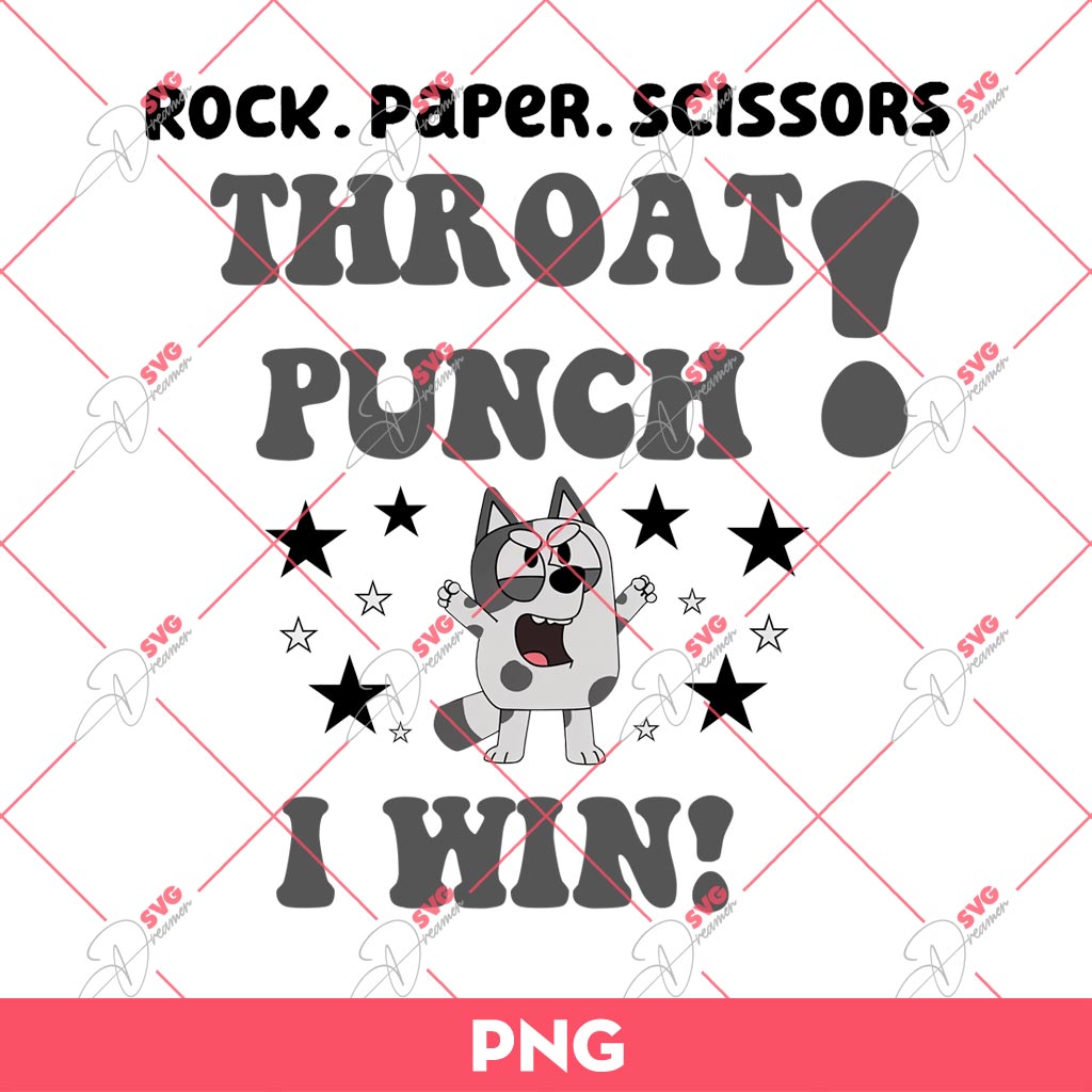 Muffin Rock Paper Scissors Throat Punch I Win PNG, Bluey PNG, Muffin PNG
