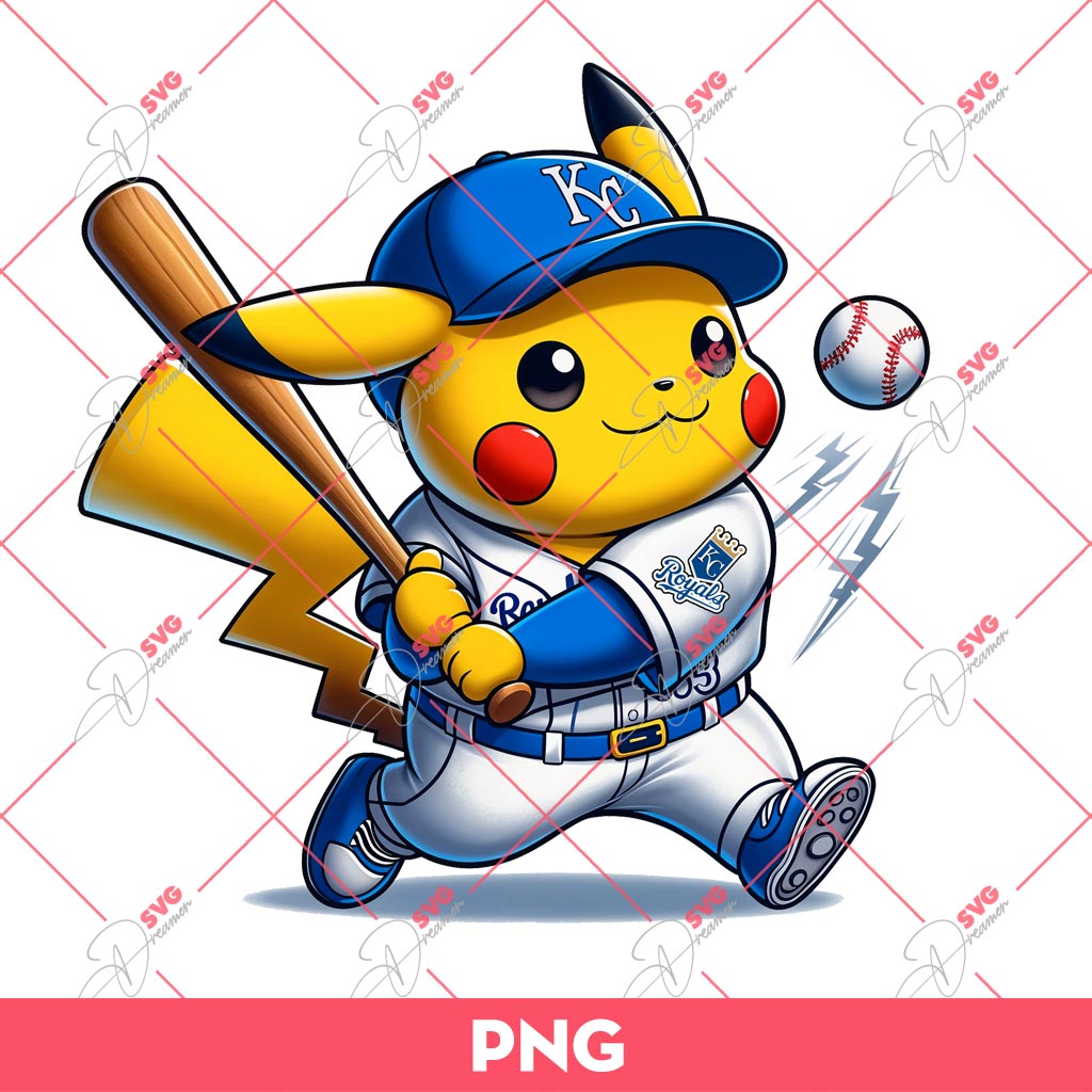 PIkachu Kansas City Royals PNG, Pikachu MLB Baseball Player PNG