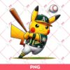Pikachu Athletics Baseball PNG, Pikachu Oakland Athletics Player PNG