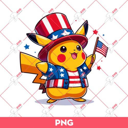 Pikachu Celebrating Independence Day PNG, Pikachu 04th Of July PNG