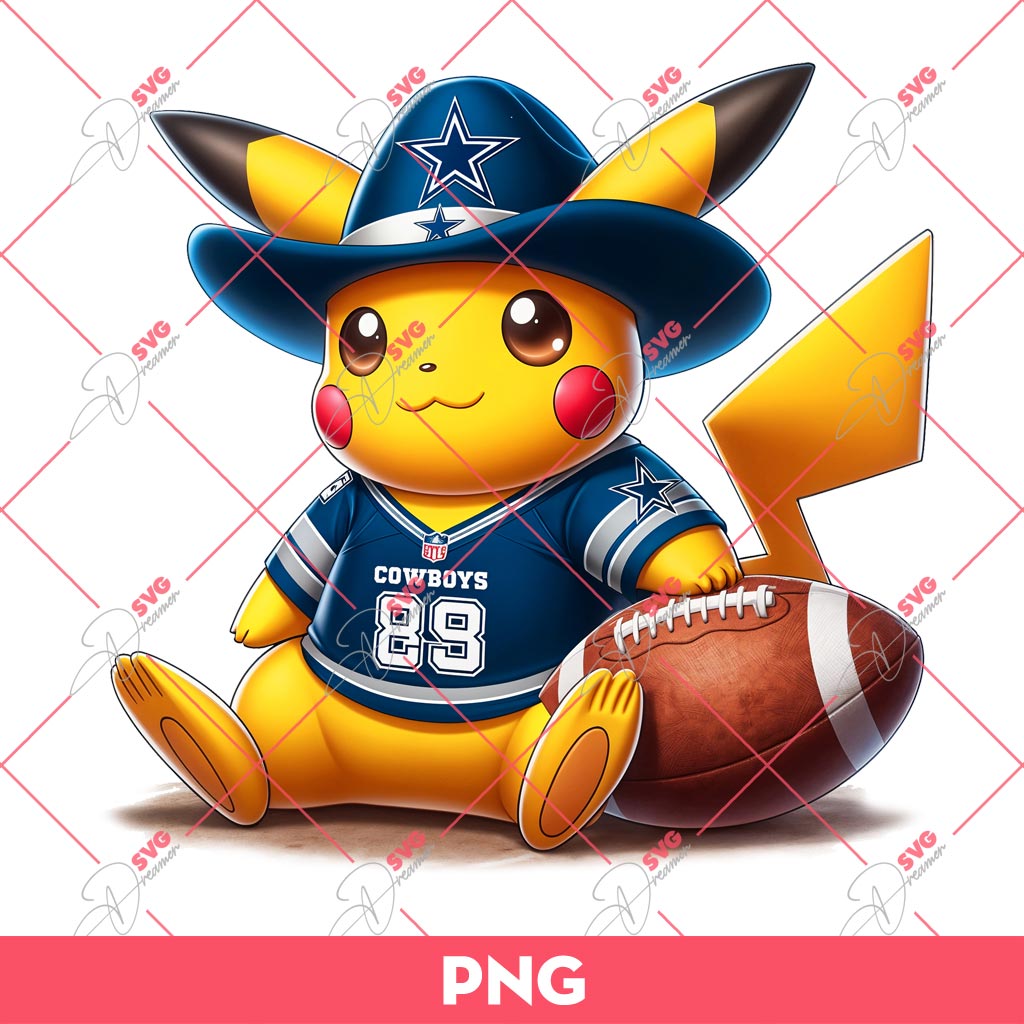 Pikachu Dallas Cowboys PNG, Pokemon Pikachu NFL Football PNG