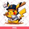 Pikachu Detroit Tigers PNG, Pikachu Tigers Team Baseball Player PNG