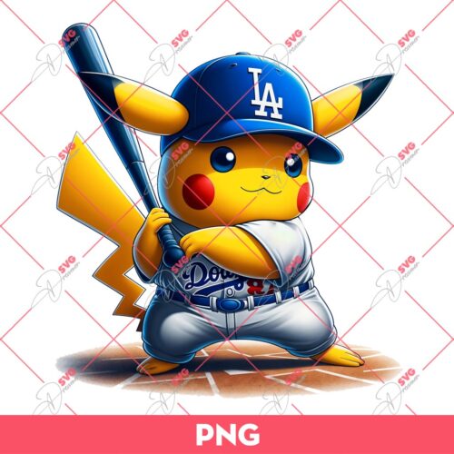 Pikachu Dodgers Player PNG, Pikachu Los Angeles Dodgers Baseball PNG