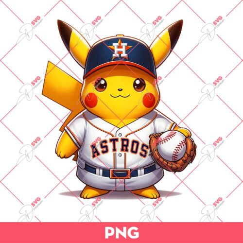Pikachu Houston Astros PNG, Pikachu Baseball PNG, Pokemon Pikachu MLB Astros Player PNG