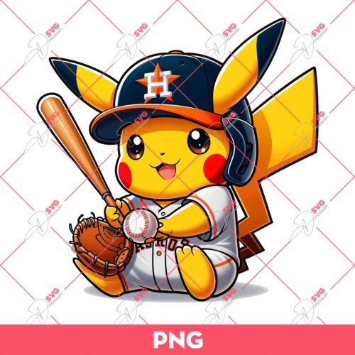 Pikachu Houston Astros Player Baseball PNG, Pikachu Astros PNG, Pikachu MLB Baseball PNG
