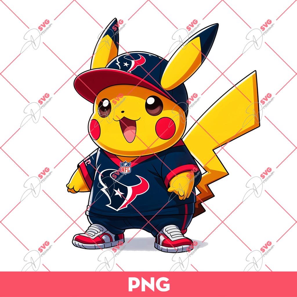 Pikachu Houston Texans PNG, Pikachu NFL Football PNG