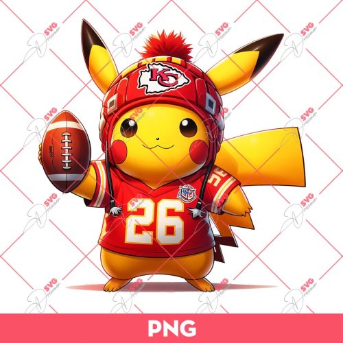 Pikachu Kansas City Chiefs PNG, Pokemon Pikachu Football NFL PNG