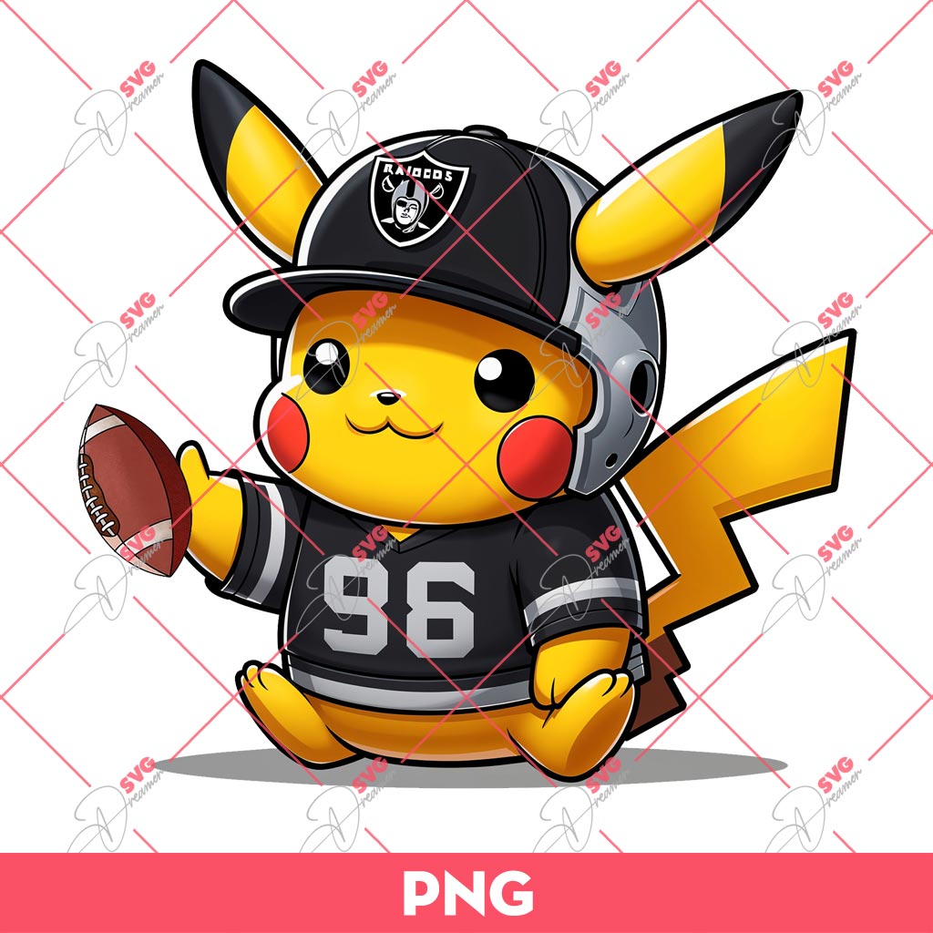 Pikachu Las Vegas Raiders PNG, Pokemon Pikachu NFL Football PNG