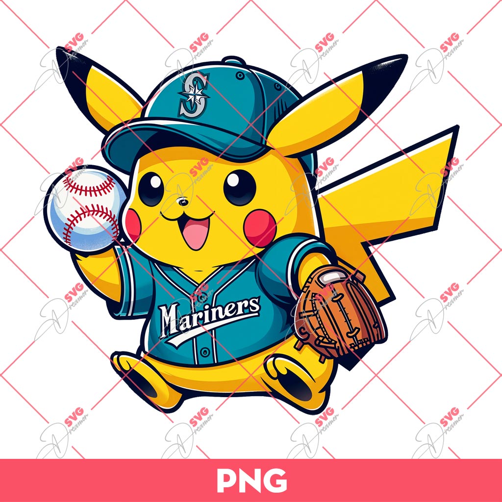 Pikachu Seattle Mariners PNG, Pikachu Baseball Player PNG