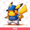 Pikachu Texas Rangers Baseball PNG, Pokemon Pikachu Rangers Player MLB PNG