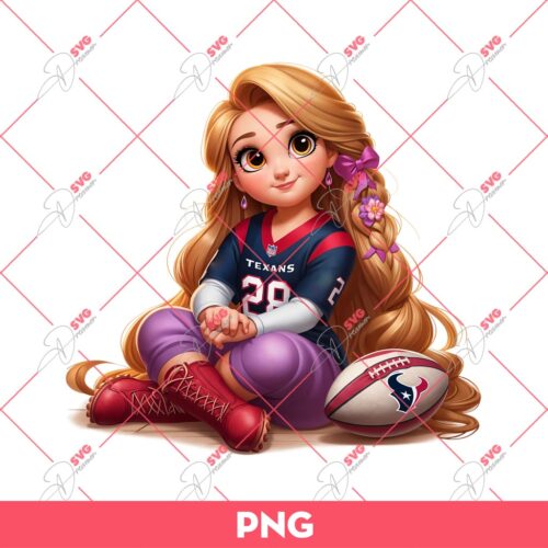 Rapunzel Princess Houston Texans PNG, Disney Princess Football PNG