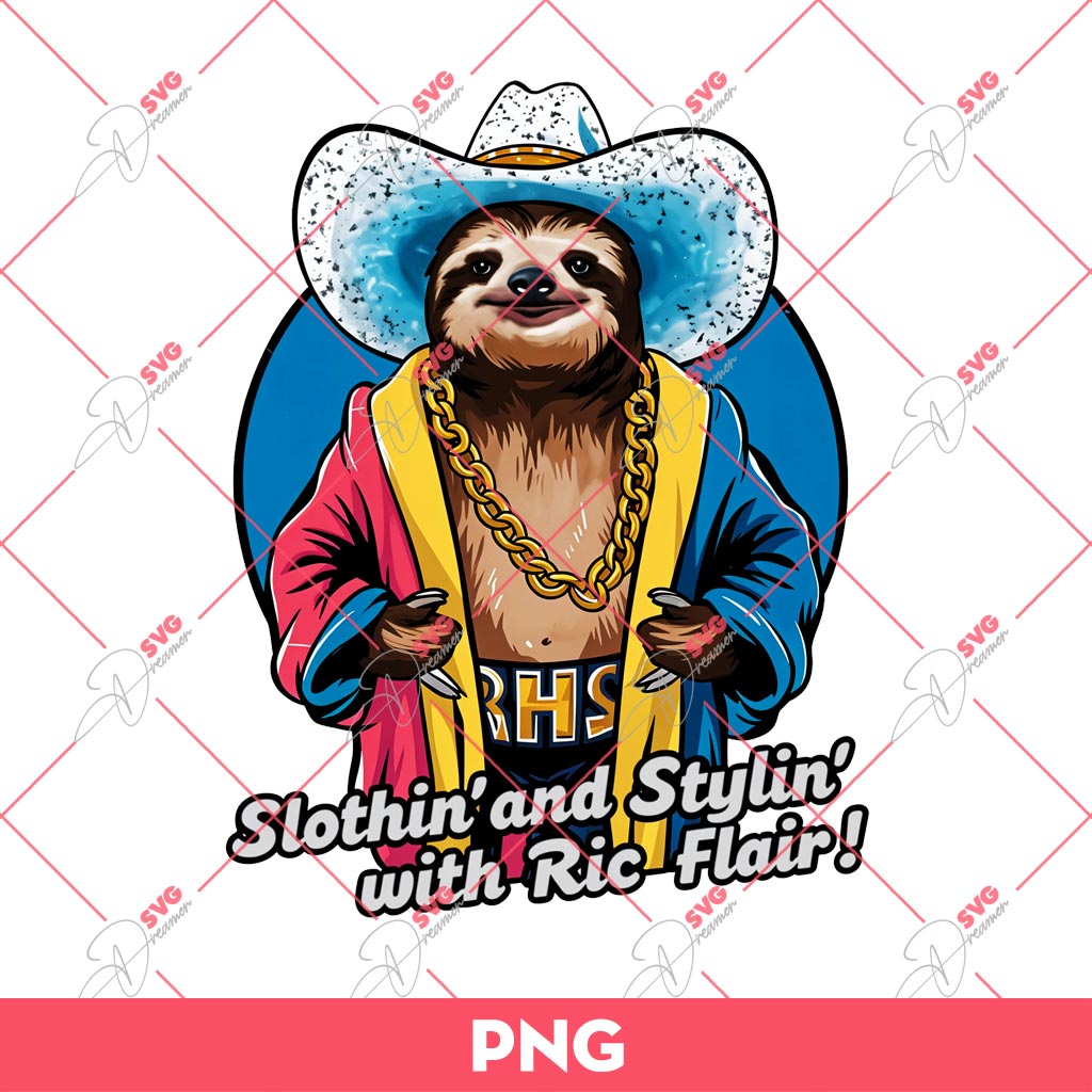 Retro Ric Flair Sloth PNG, Slothin' In Retro Style The Ric Flair Way PNG, Ric Flair PNG