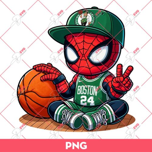 Spiderman Boston Celtics PNG, Superhero Basketball PNG