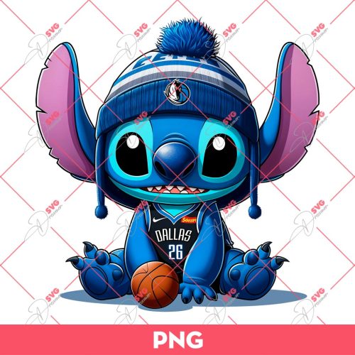 Stitch Dallas Mavericks PNG, Cute Stitch NBA Basketball PNG