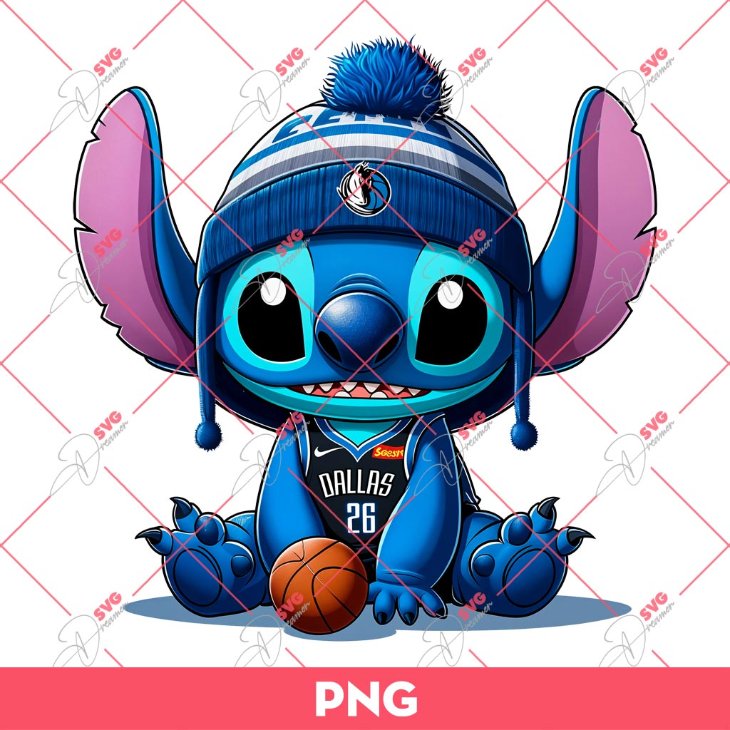 Stitch Dallas Mavericks PNG, Cute Stitch NBA Basketball PNG