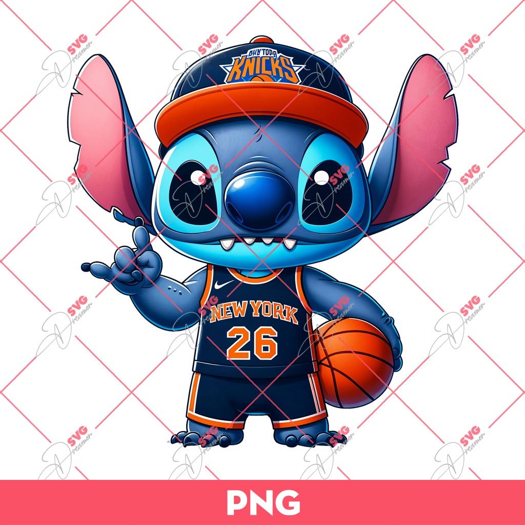 Stitch New York Knicks PNG, Stitch Basketball Knicks PNG