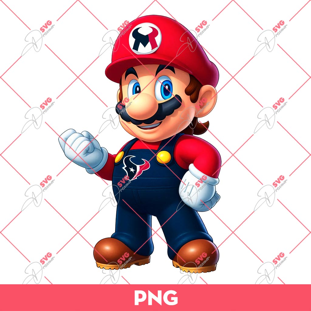 Super Mario Houston Texans PNG, Super Mario NFL Football PNG