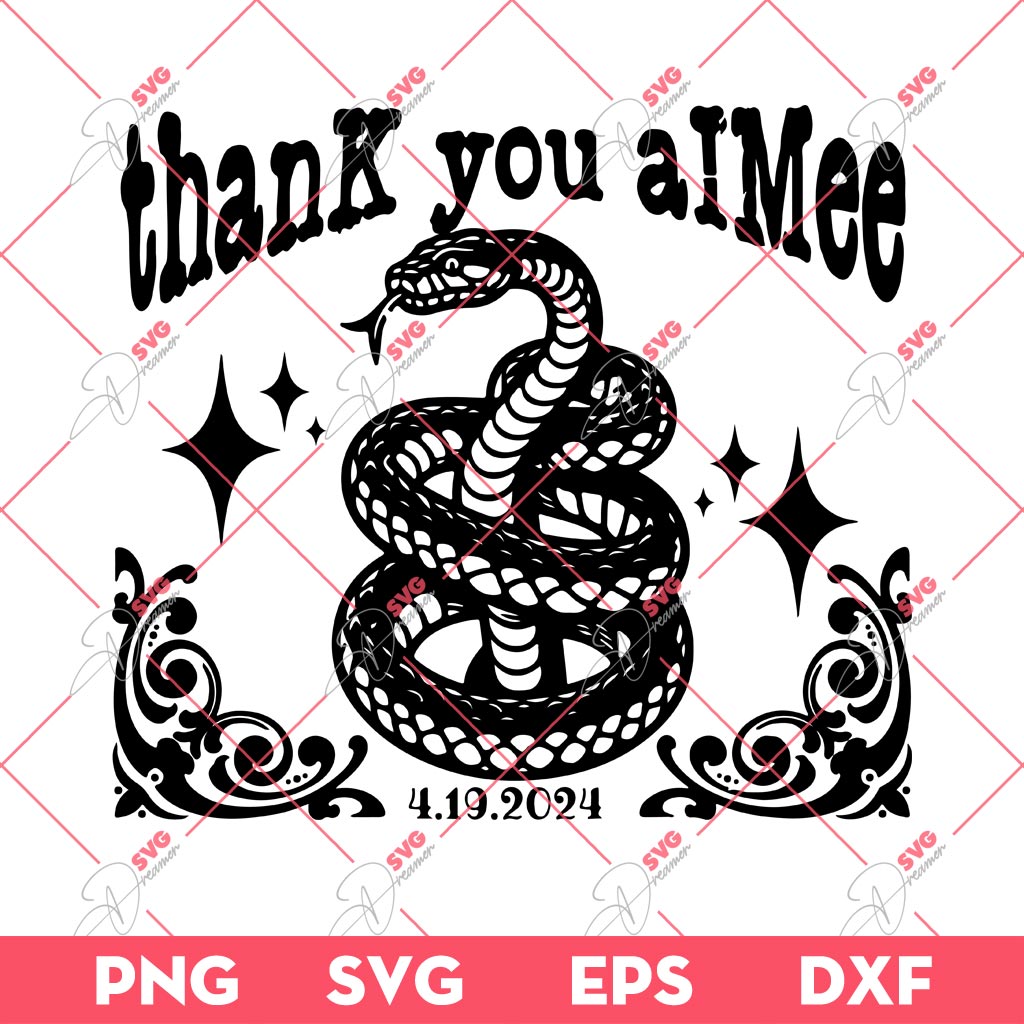 Thank You Aimee Tortured Poets Snake SVG, Taylor Swift TTPD Album SVG PNG