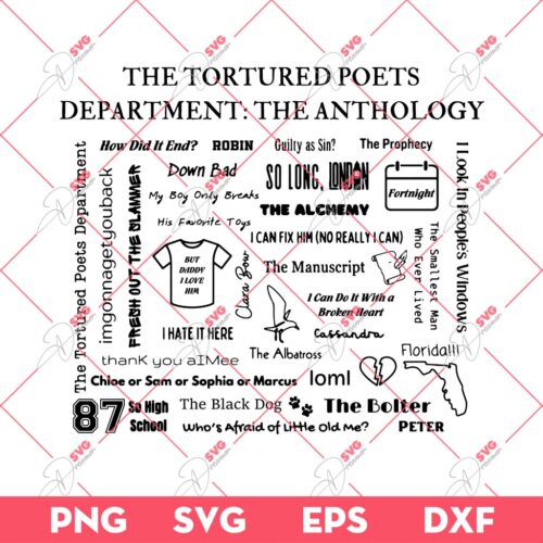 The Tortured Poets Department The Anthology SVG, TTPD Album Tracklist SVG PNG
