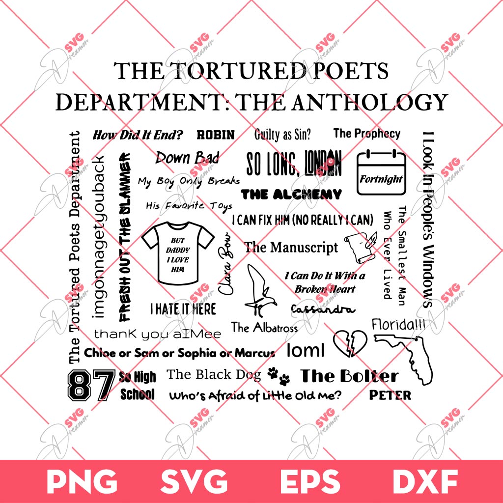 The Tortured Poets Department The Anthology SVG, TTPD Album Tracklist SVG PNG
