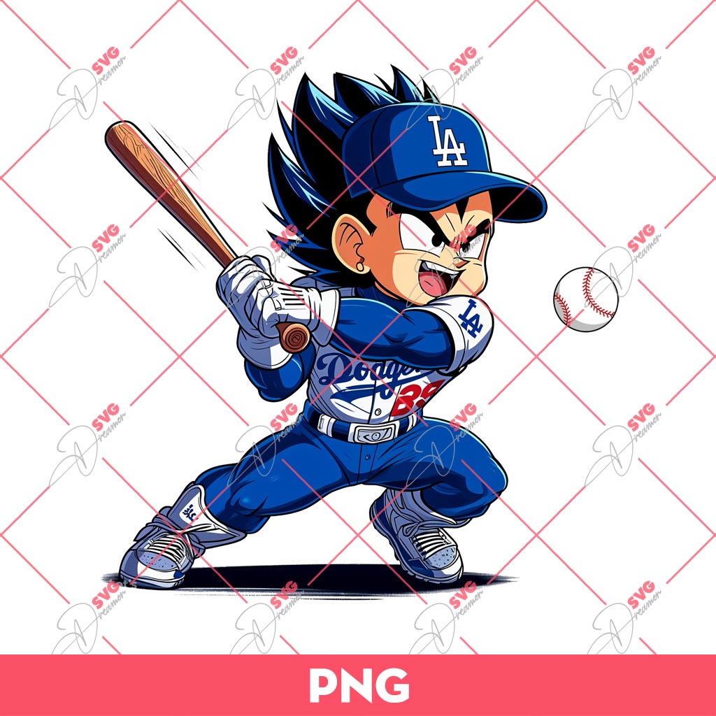 Vegeta Dragonball Dodgers Baseball PNG, Vegeta Dodgers PNG