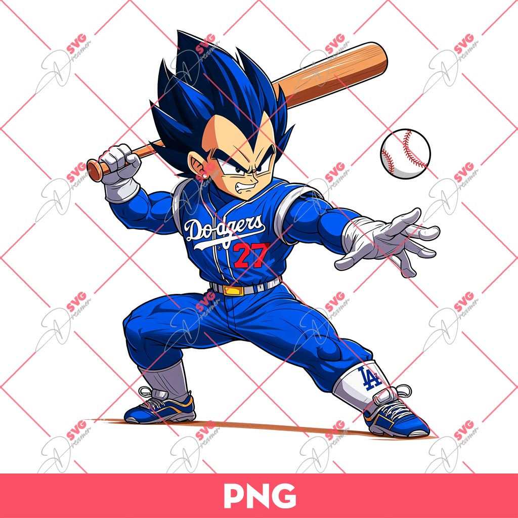 Vegeta LA Dodgers PNG, Dragon Ball Vegeta Baseball PNG