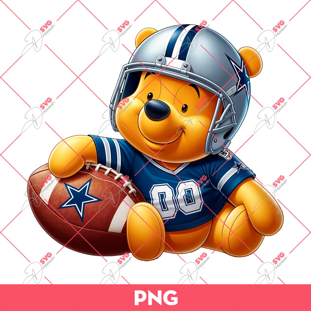 Winnie The Pooh Dallas Cowboys PNG, Pooh Bear Football NFL PNG