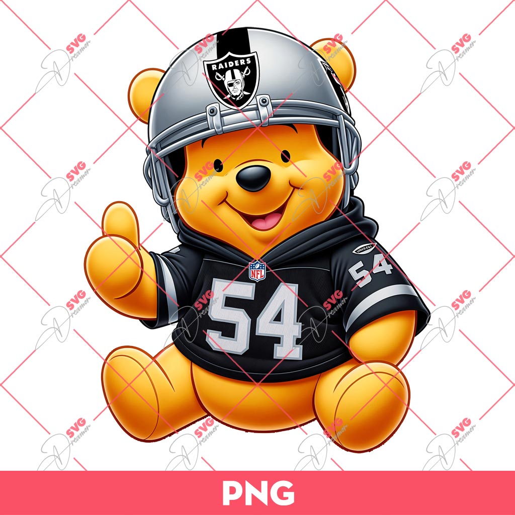 Winnie The Pooh Las Vegas Raiders PNG, Pooh Bear NFL Football PNG