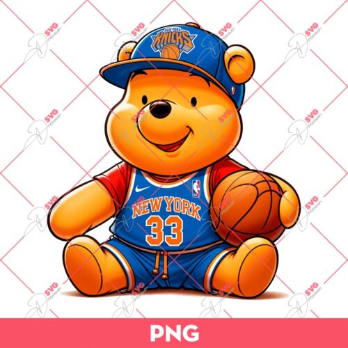 Winnie The Pooh New York Knicks Basketball PNG, Pooh Bear NBA Basketball Knicks PNG