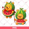 Winnie The Pooh Water Melon PNG, Cute Pooh Bear Wearing Watermelon Outfits PNG