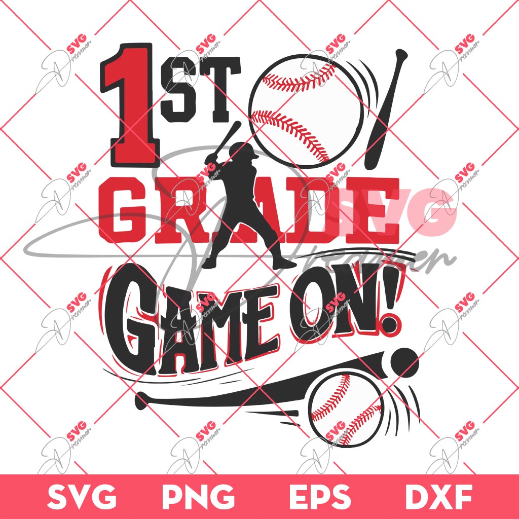 1st Grade Game On SVG, Retro Baseball 1st Grade Game On SVG PNG