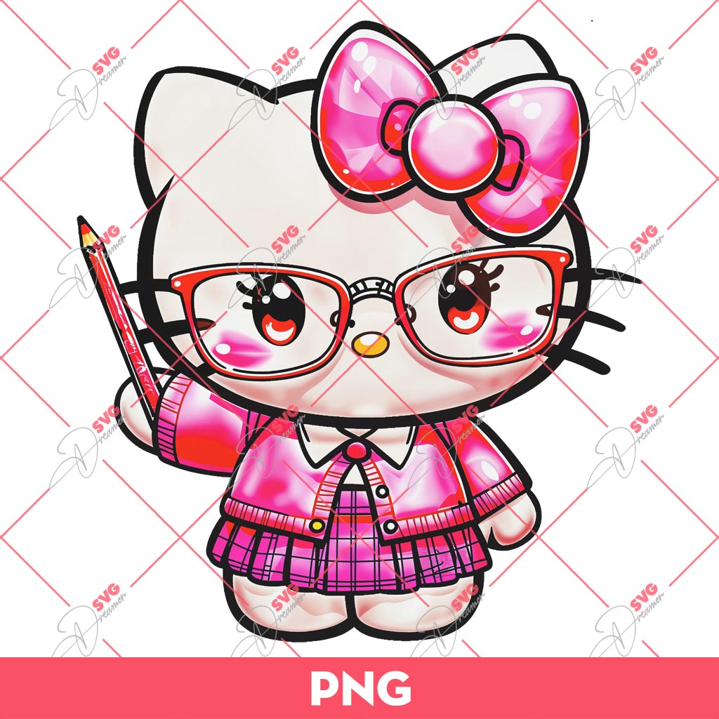 Hello Kitty Teacher SVG PNG EPS DXF, Hello Kitty School SVG PNG EPS DXF