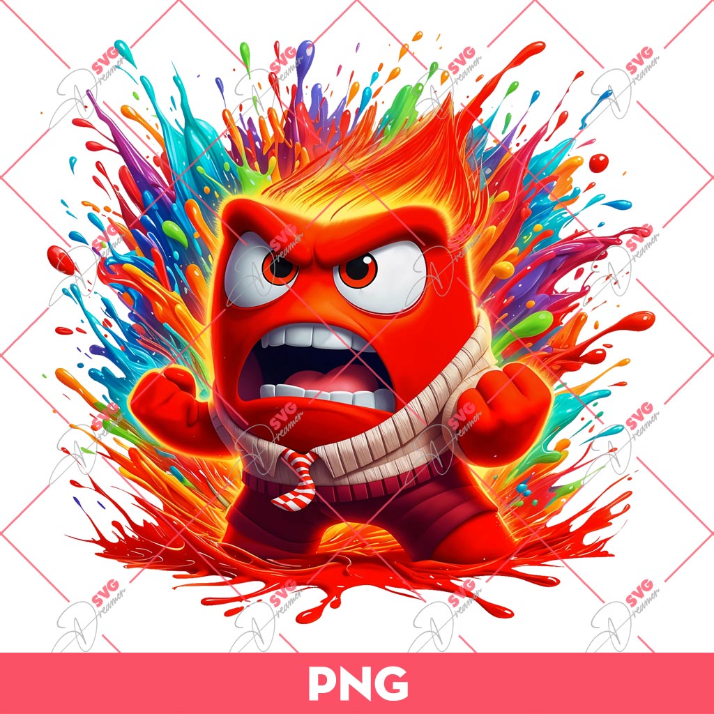 Anger Inside Out 2 PNG, It's Okay To Feel All The Feels PNG, Anger Colorful PNG