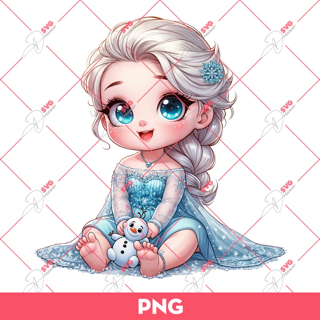 Baby Elsa Princess PNG, Cute Frozen Elsa PNG