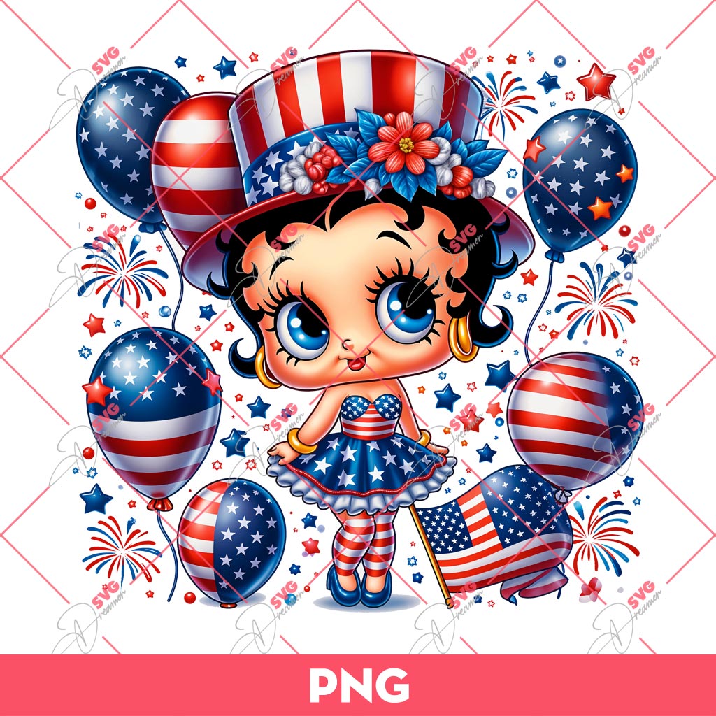 Betty Boop Celebrate Independence Day PNG, Betty Boop 04th Of July PNG