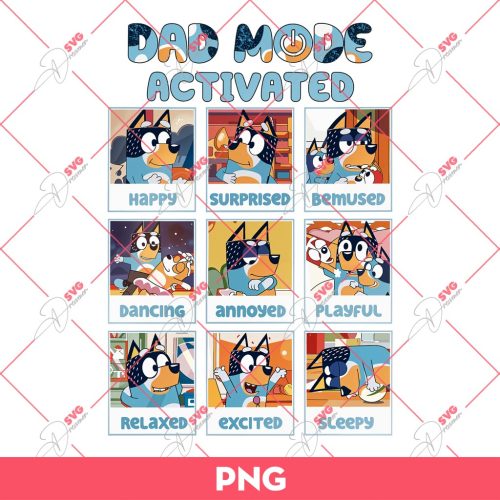 Bluey Dad Mode Activated PNG, Bluey Dad PNG, Fathers Day PNG