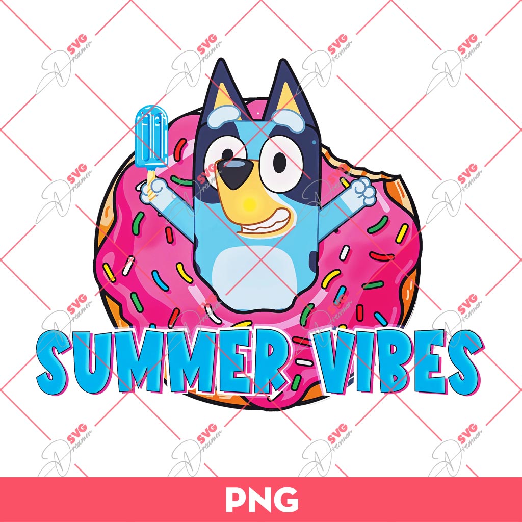 Bluey Donut Cake Summer Vibes PNG, Bluey PNG, Summer PNG